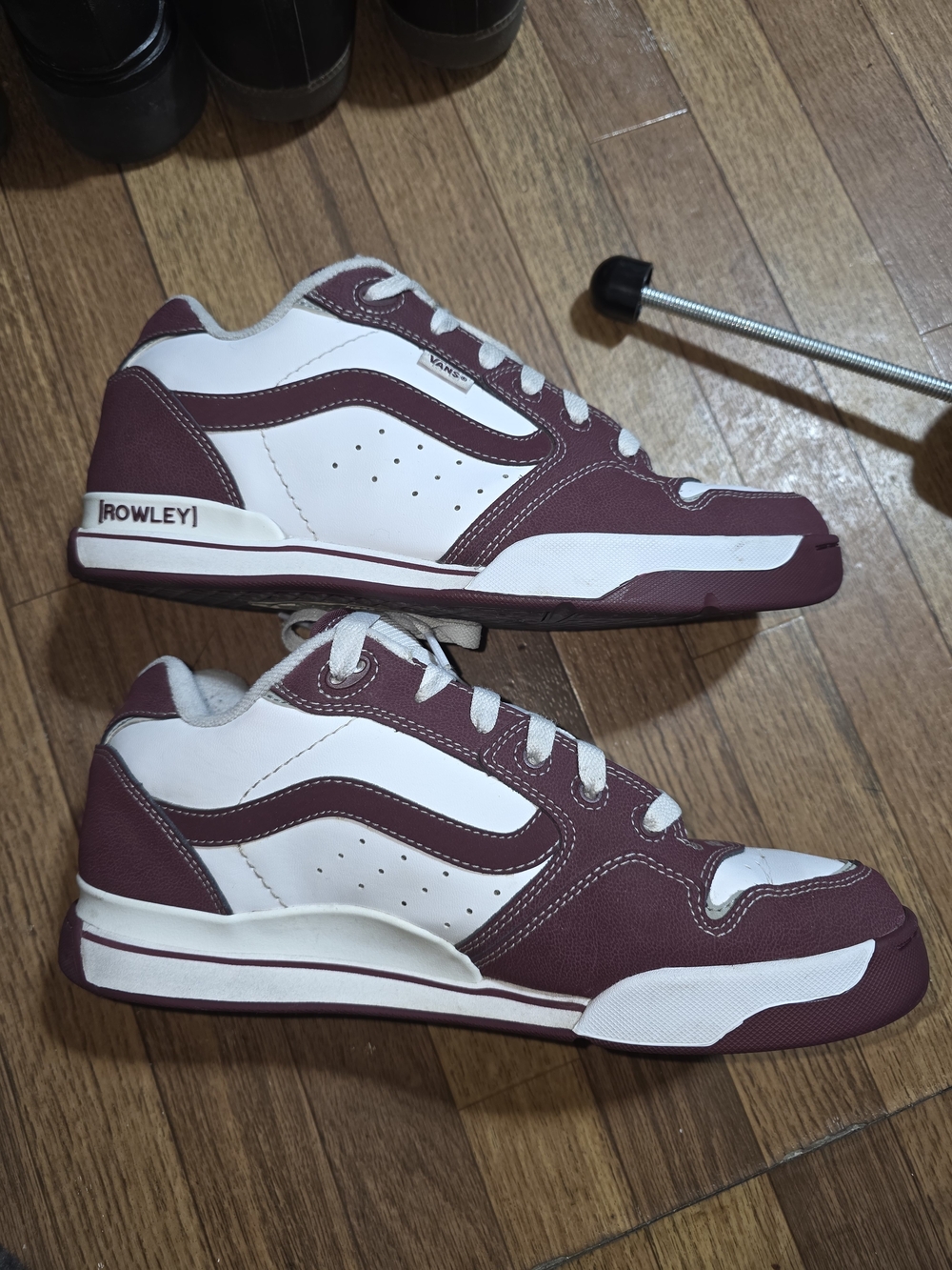 Vans Geoff Rowley Maroon and White Low-Top Athletic Skate Shoes